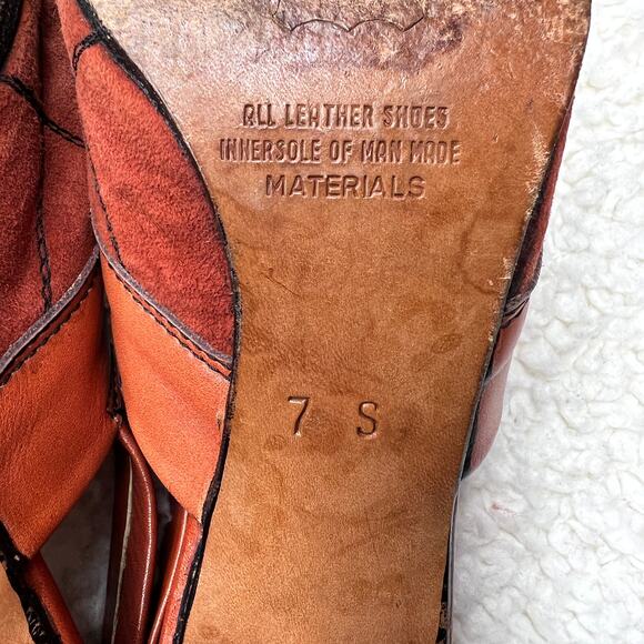 Van Eli Europa Leather Rust Sling Back Heels 7 - Picture 9 of 10